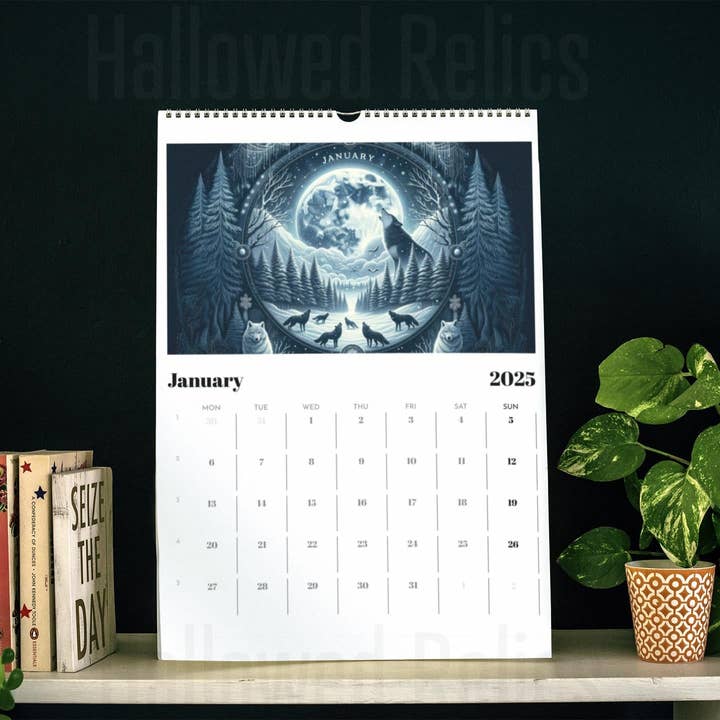 Hallowed Relics - Wholesale Calendar - 2025 Pagan Wiccan Lunar Calendar with Moon Phase Tracker