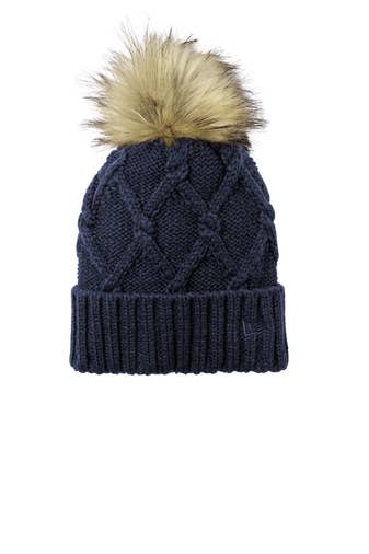 Mad River - Wholesale Beanie - Women's - New Era Faux Fur Pom Beanie, with custom leatherette patch2