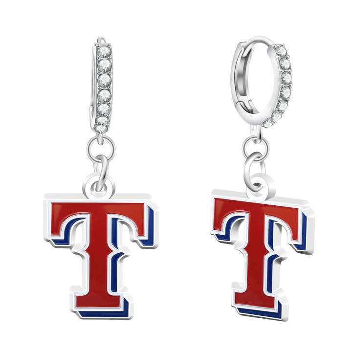MLB Texas Rangers Rhinestone Circle Earrings for wholesale by Simran International