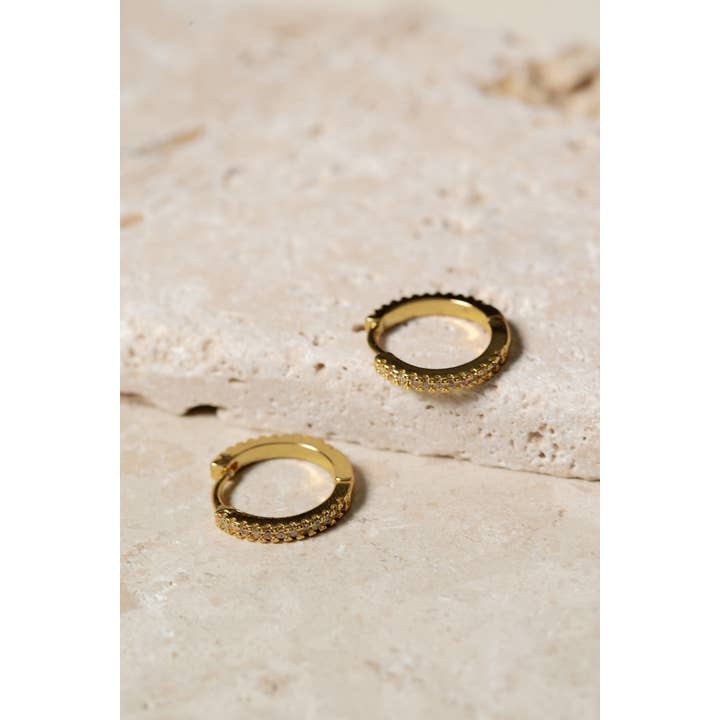 CobbleStone Living - Wholesale Huggie Earrings - Emerson Pavé Huggie Earrings