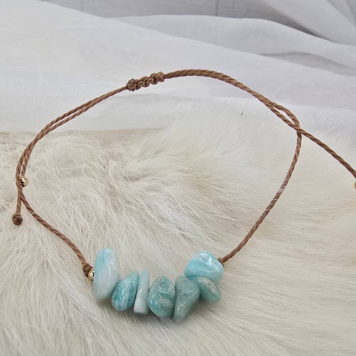 Aquamarine Daydream Wholesale - Wholesale Beaded Bracelet - Adjustable Crystal Chip Bracelets ~ Crystal Healing Jewelry