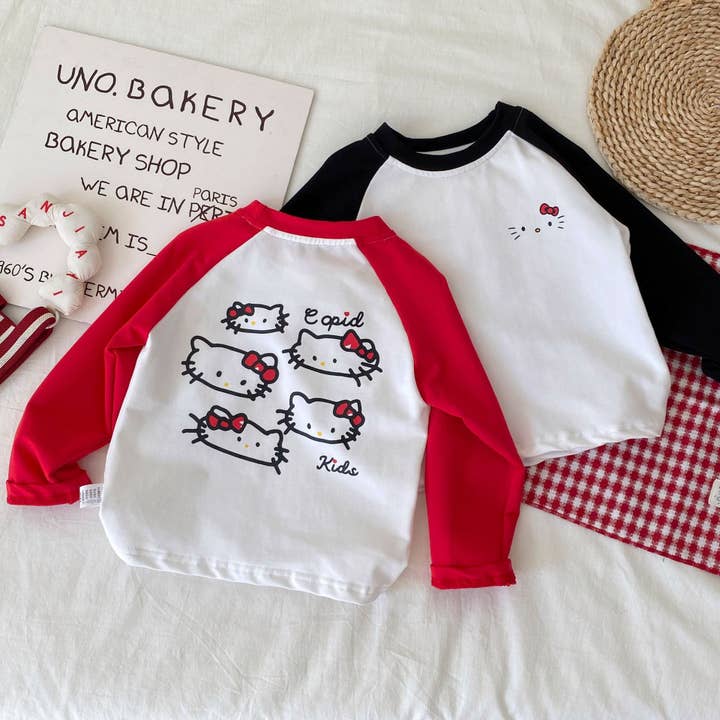 Arrivée d'automne et de printemps Bébé Enfants Filles Manches longues Motif de dessin animé Haut à empiècements colorés pour la vente par MyKids-USA®