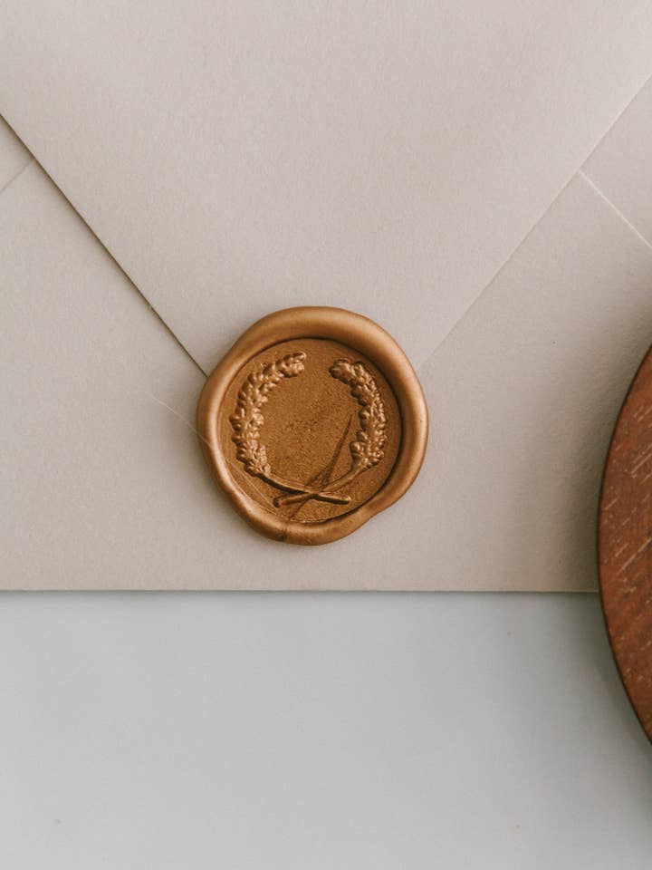Laurel Crest Wax Seal for wholesale by Written Word Calligraphy