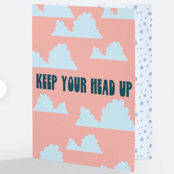 Carte de vœux Keep Your Head Up à motif de nuages pour la vente par Las Ofrendas
