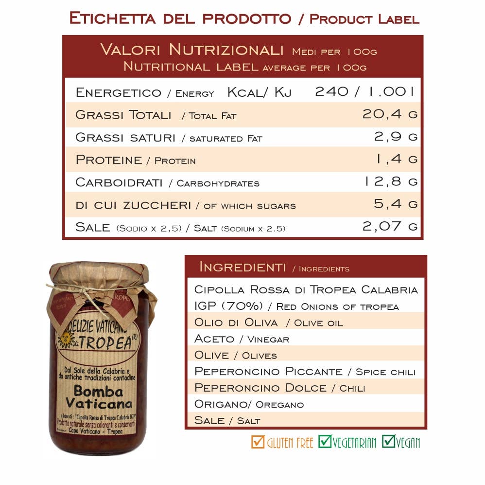DELIZIE VATICANE DI TROPEA - Wholesale Sauce - Vatican Bomb - Calabrian Hot Sauce -180gr2