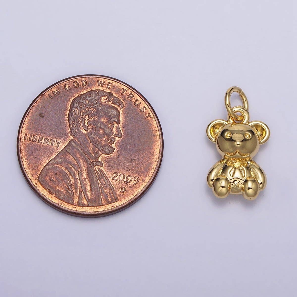 Aim Eternal - Wholesale Individual Charm/Pendant - Gold Teddy Bear Animal Minimalist Mini Add-On Charm | AC2153