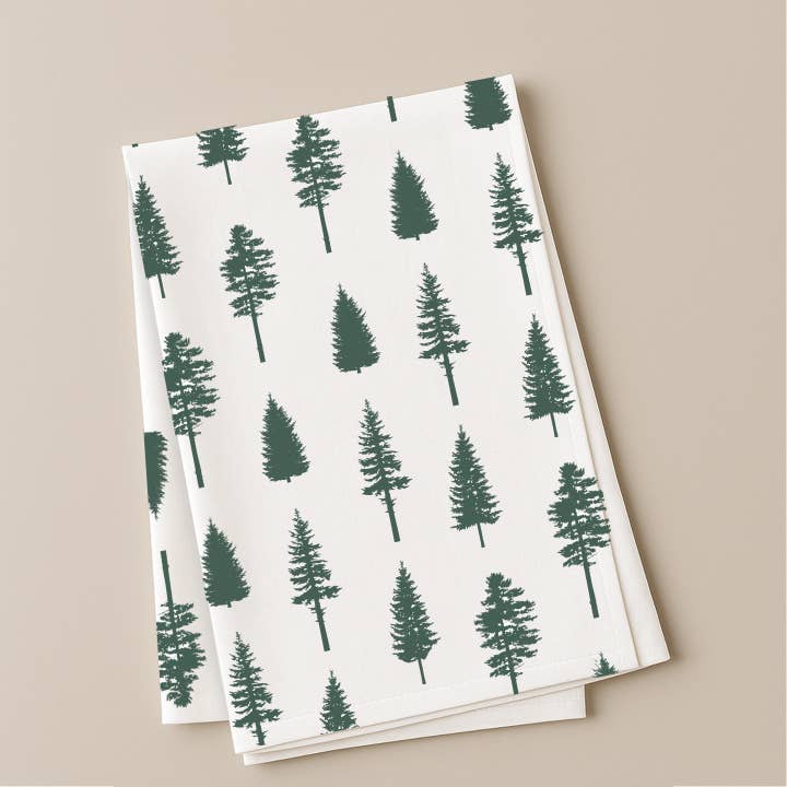 Conifer Trees Tea Towel | Nature Inspired Kitchen Towel for wholesale by Reclaimed Maine Co.