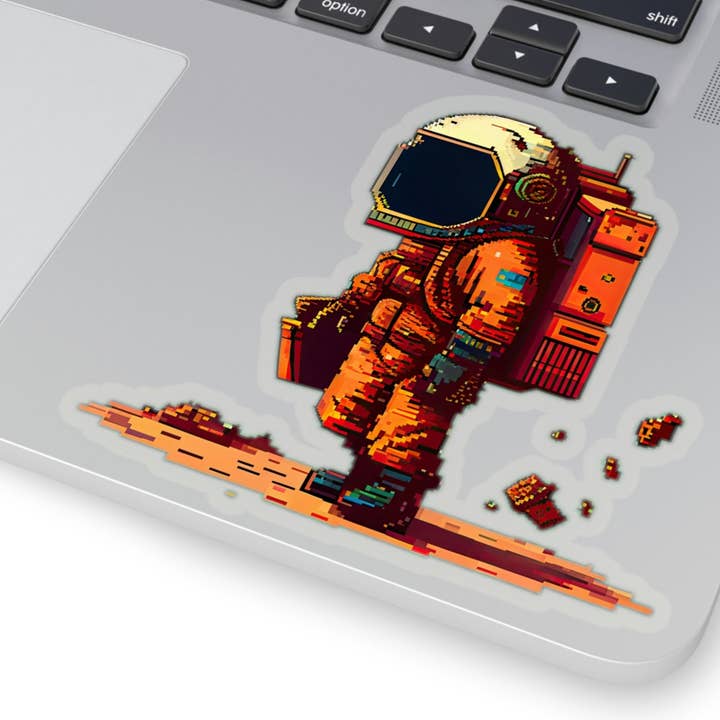 Waterproof Vinyl Sticker - Pixel Art Astronaut Explorer for wholesale by Smartstead Homestead