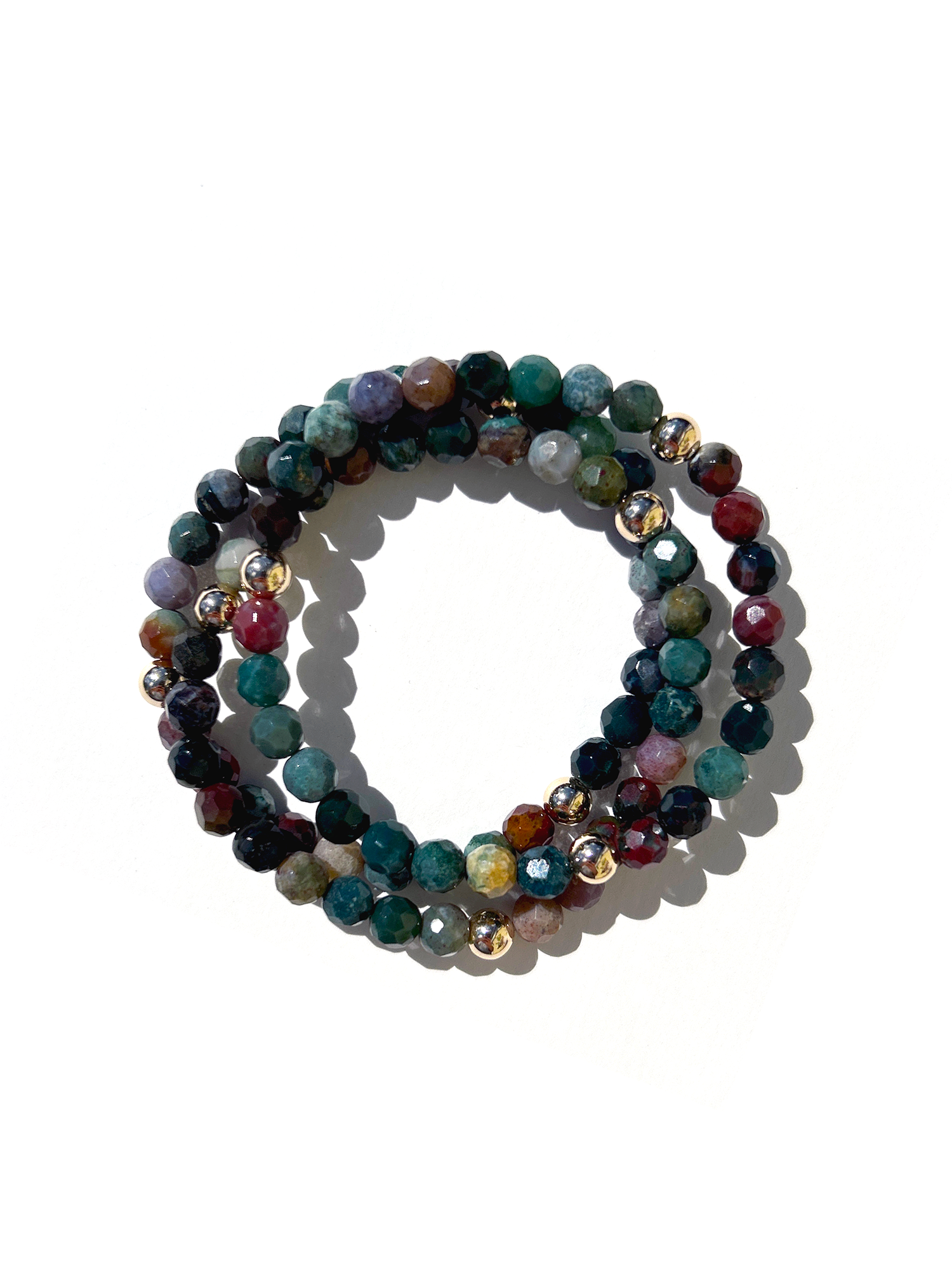 Kaylie Dawn Jewelry - Wholesale Beaded Bracelet - Green India Agate Handmade Stretchy Bracelet Gold Filled2