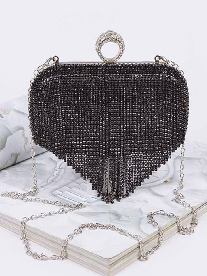 Fringe Rhinestone Convertible Clutch Bag for wholesale by REBDOLLS