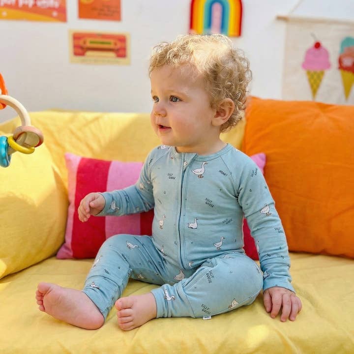 Bamboo Zip Romper — Silly Goose for wholesale by bug + bean kids