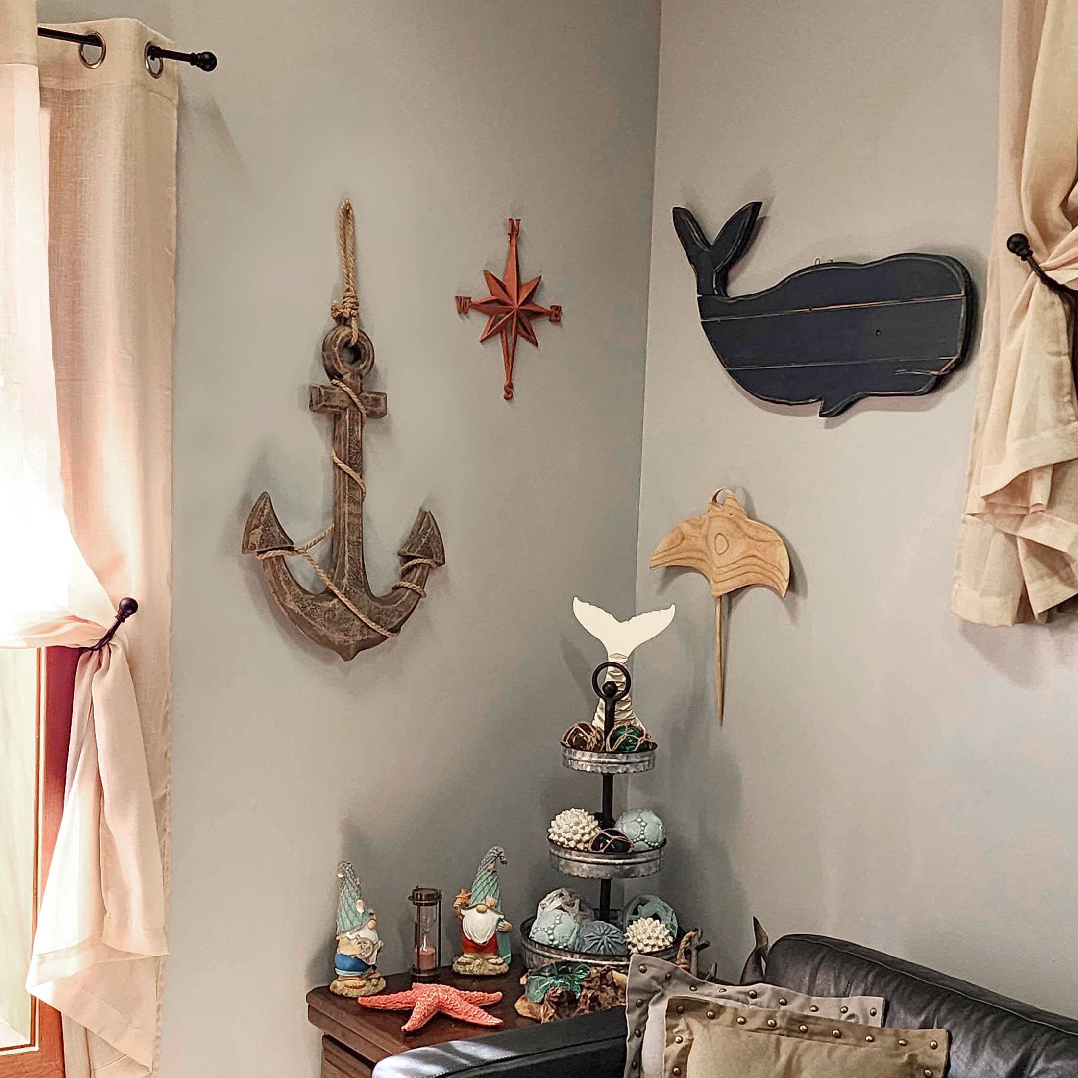 Zeckos – wholesale Dimensionell/3D-väggkonst – Naturligt brunt skepp ankare och rep nautisk väggbonad7