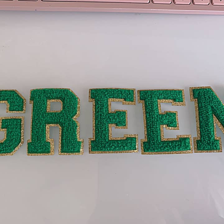 Chicbaby LLC - Wholesale Patch - 2.35 inch Iron on letters, Green , Chenille Letters, varsity