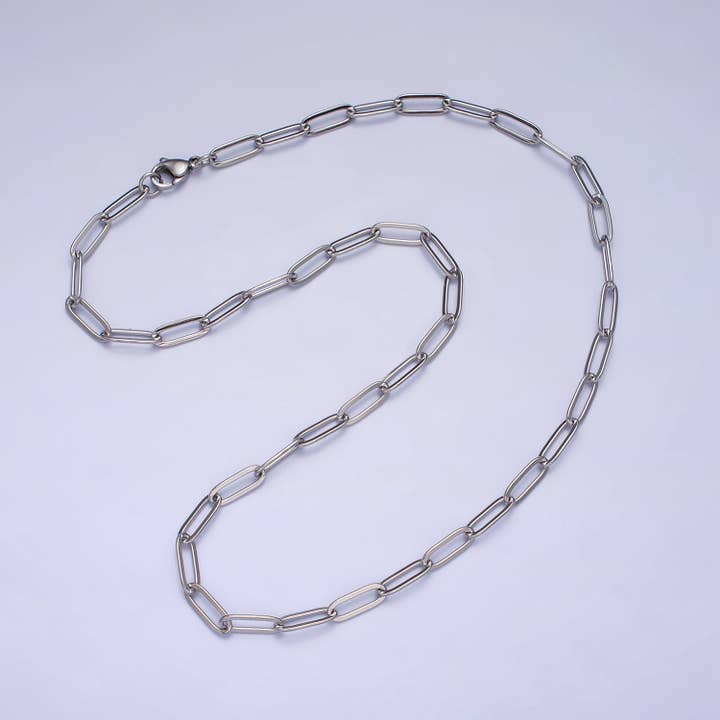 Aim Eternal - Wholesale Link & Chain Necklace - BLOWOUT Dainty Goldplated Paperclip Link Long Chain Necklace1