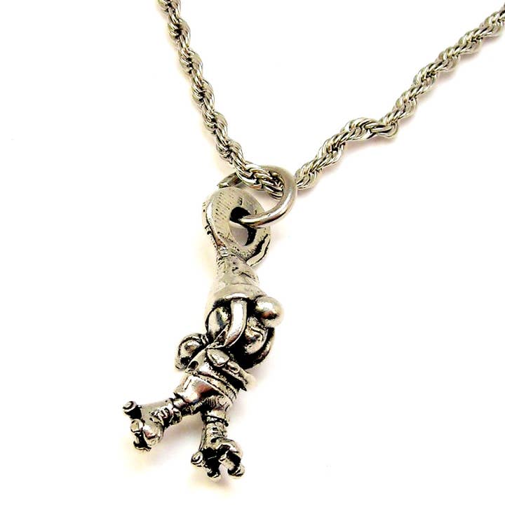 Chubby Chico Charms - Wholesale Pendant/Charm Necklace - ROLLER SKATING ROLLER DERBY GIRL GNOME 20" Rope Necklace