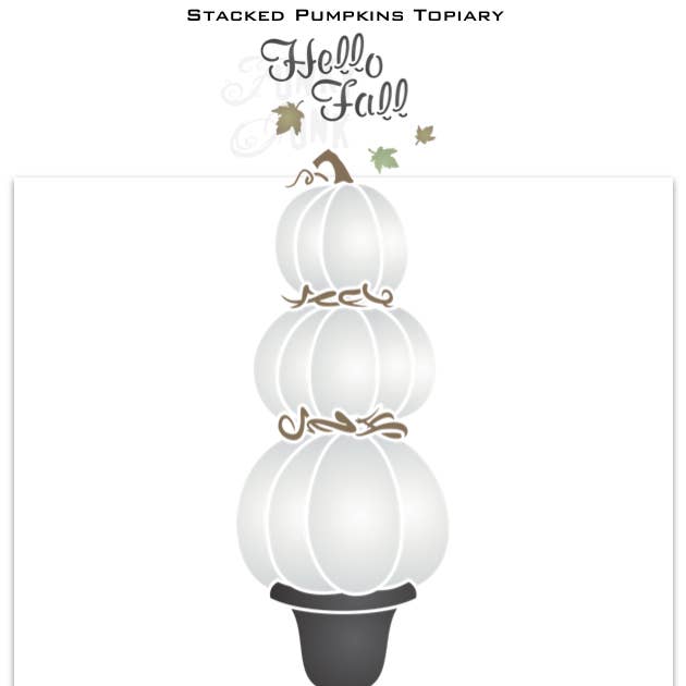FJ166 Funky Junk's Stacked Pumpkins Topiary Stencil for wholesale by Muddaritaville Studio