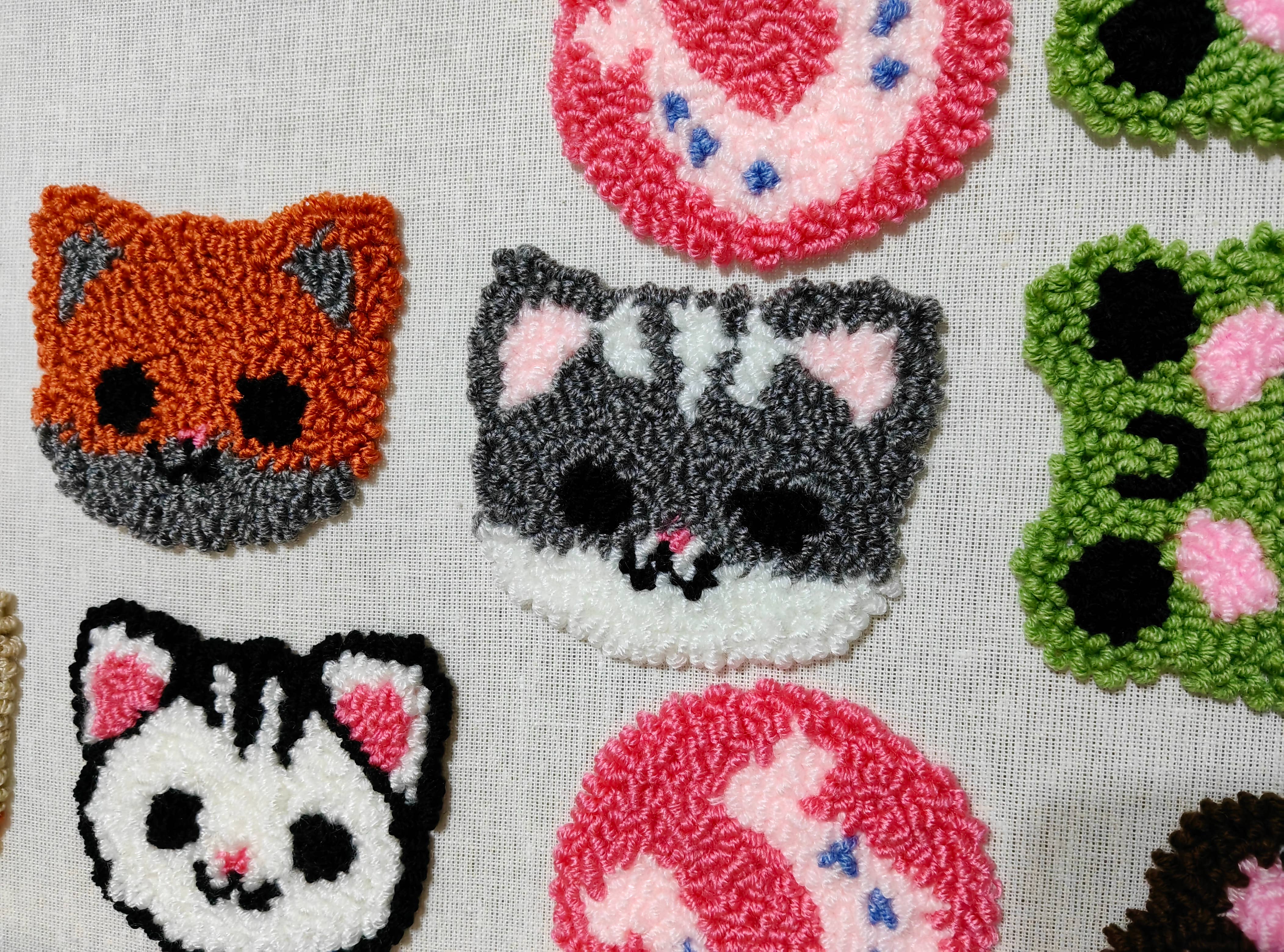 despinacrafting – wholesale Car coaster – women's – Punch Needle Cat Car Coaster2