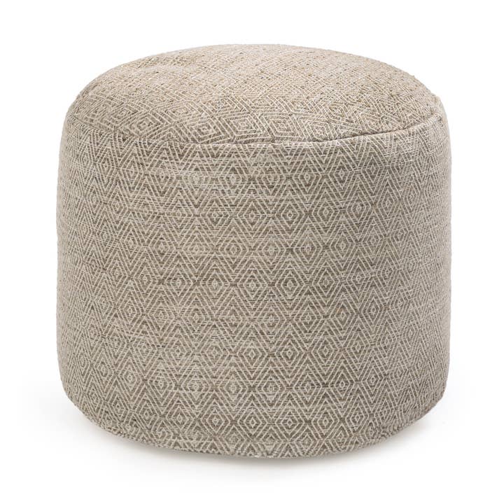 Elkart Pouf - Ivory Brown for wholesale by Anji Mountain