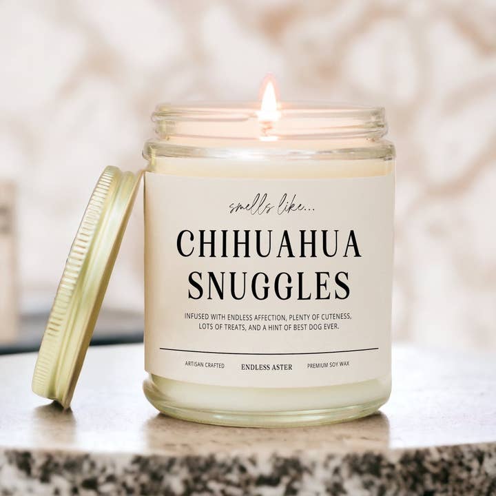 Chihuahua Snuggles - 8, 16 oz Soy Jar Candle, Dog, Pet for wholesale by Endless Aster