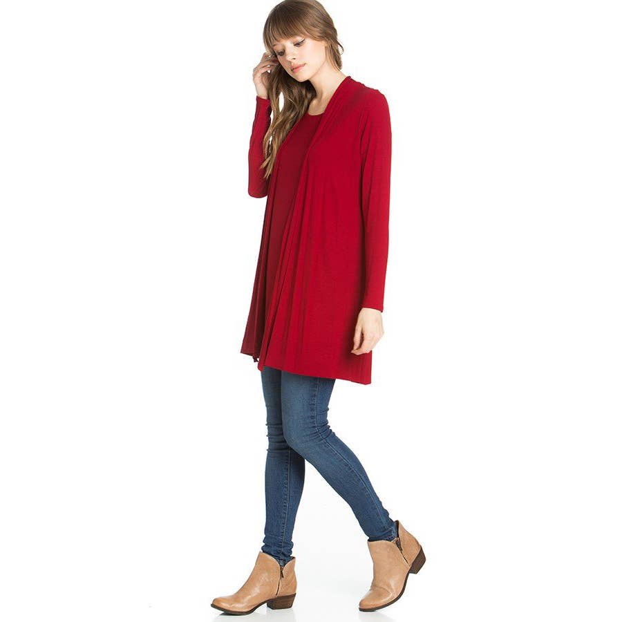 Azules Clothing - Venta al por mayor Cárdigan - Mujer - Cárdigan drapeado de manga larga con parte delantera abierta58