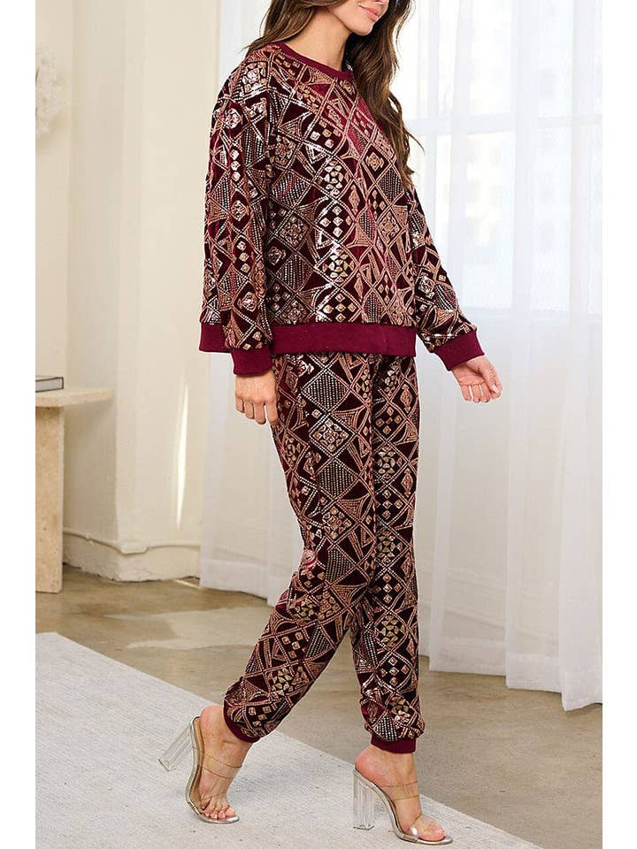 ROUSSEAU - Wholesale Knit Sweater - Women's - LONG SLEEVE SEQUINS PULLOVER SWEATER