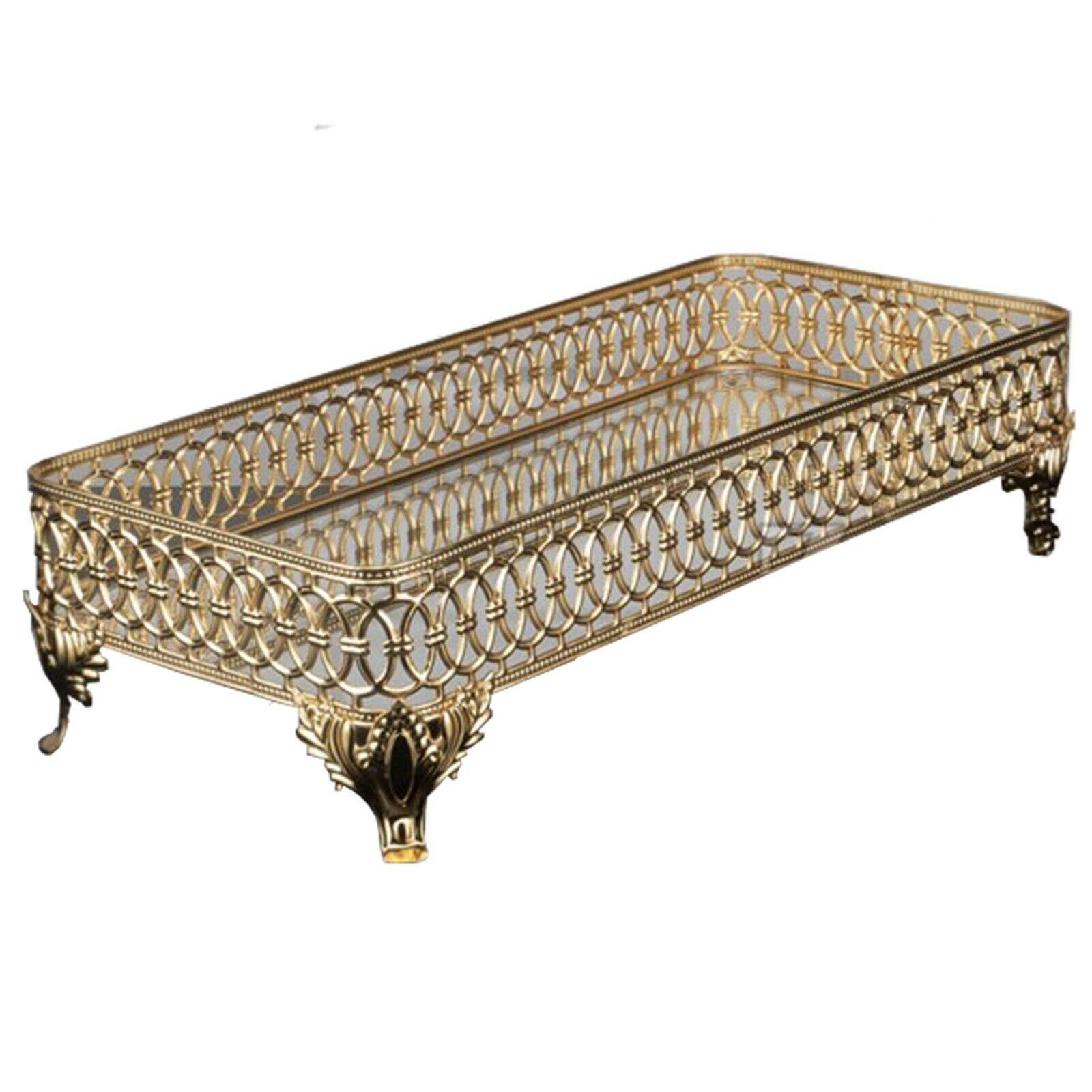 Hakan - Wholesale Decorative Tray - Rectangle Mirror Gold Perfume Holder Organizer0