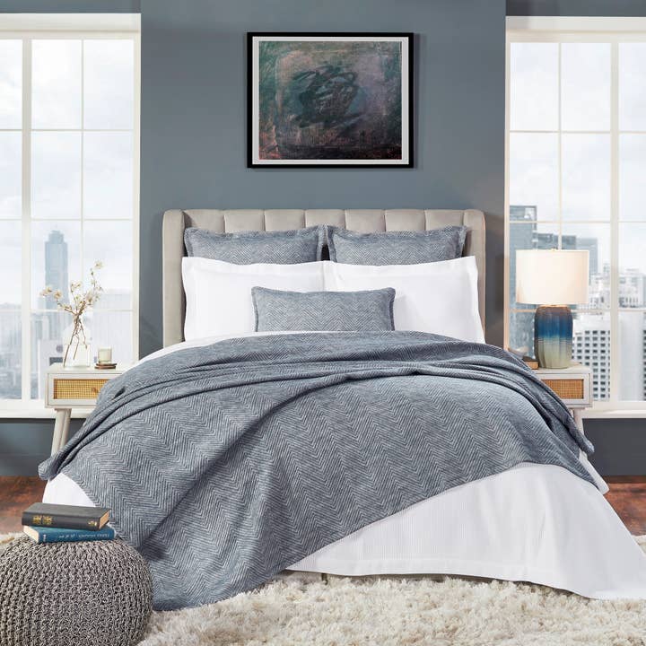 Tivoli Bed Throw - Queen - 94" X 96" - Grey for wholesale by Orchids Lux Home