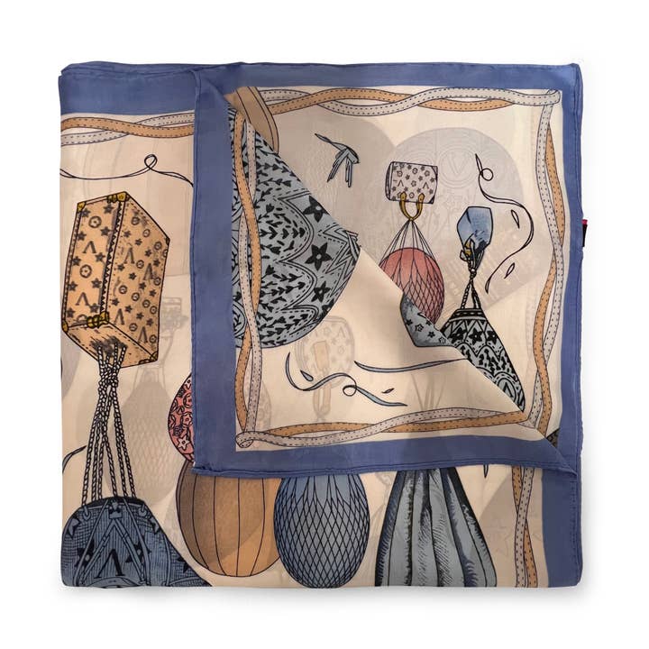 Sciarpa in seta sintetica con palloncino blu per la vendita all'ingrosso da parte di YOUZEY