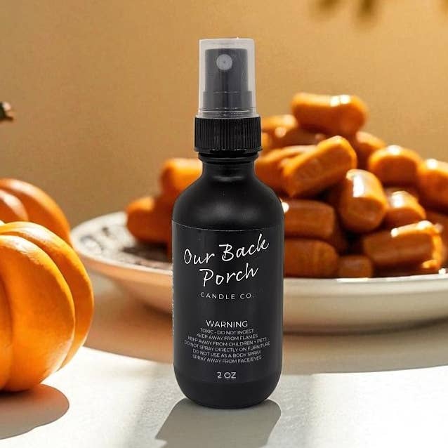 Pumpkin Salted Caramel Spray for wholesale by Our Back Porch Candle Co