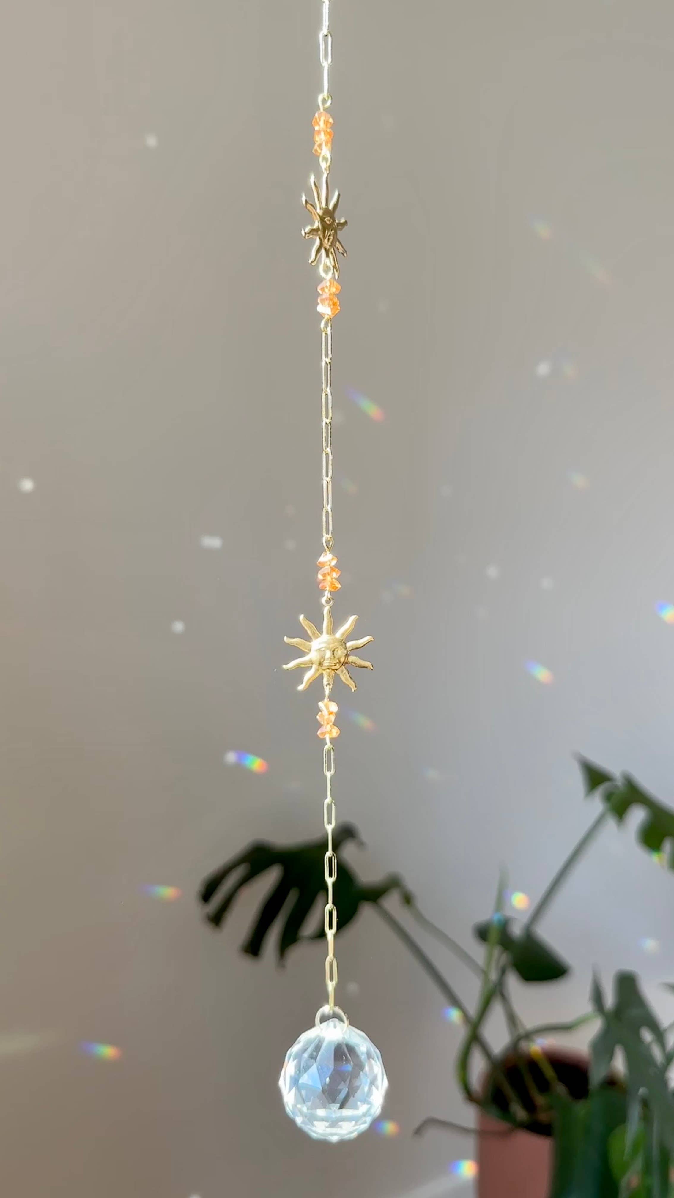 Ombra & Luce - Vendita all'ingrosso Acchiappasole - Doppi Sole Suncatcher con Perle di Vetro Ambra Tagliate, Celestiale3