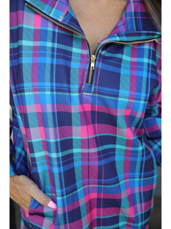 Navy Everyday Pullover- Plaid Pop for wholesale on Faire2