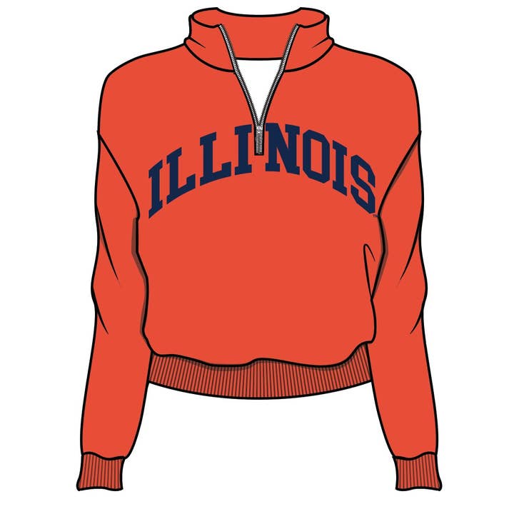 Illinois Fighting Illini Orange Quarter Zip Hoodie for wholesale by Lojo Collegiate Apparel