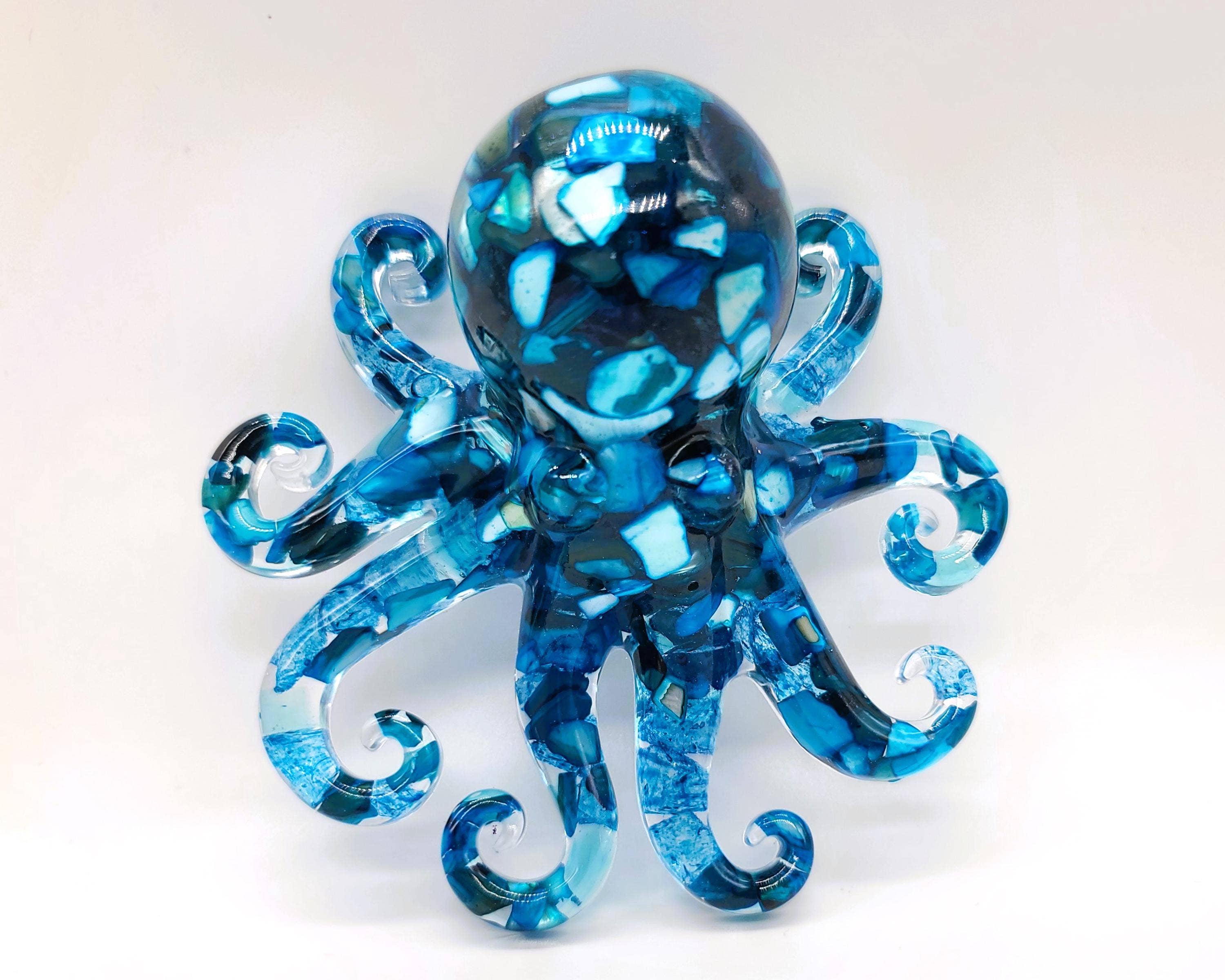 Slightly Askew Art - Wholesale Decorative Tabletop Object - Eco-Friendly Epoxy Resin Octopus with Crushed Sea Shells8