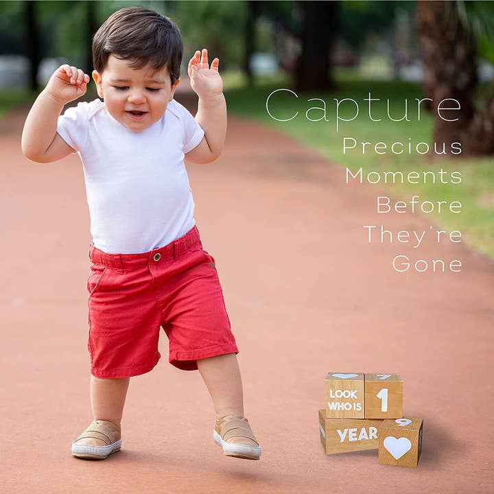 Tykeroo - Venta al por mayor Recordatorios de desarrollo/artísticos - Niños y bebés - Bloques Baby Milestone, madera natural, calidad de reliquia2