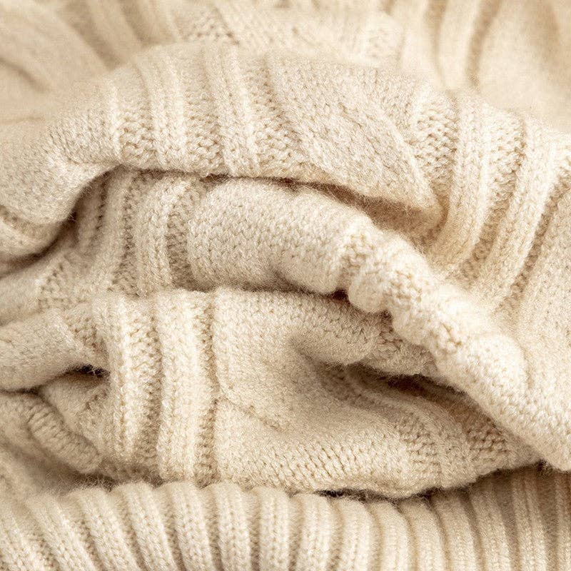 Sheer Trend - Vente Ensemble haut et pantalon (PAS d'intérieur) - Femme - Ensemble Pull à Col en V en Maille Câble et Pantalon à Jambes Larges6