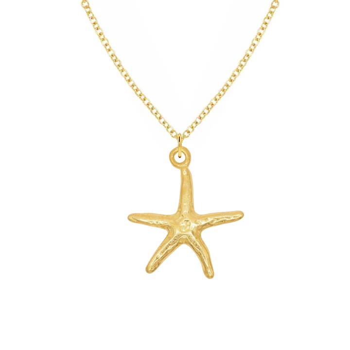 14K Gold Starfish Charm Necklace for wholesale by Mint + Sky