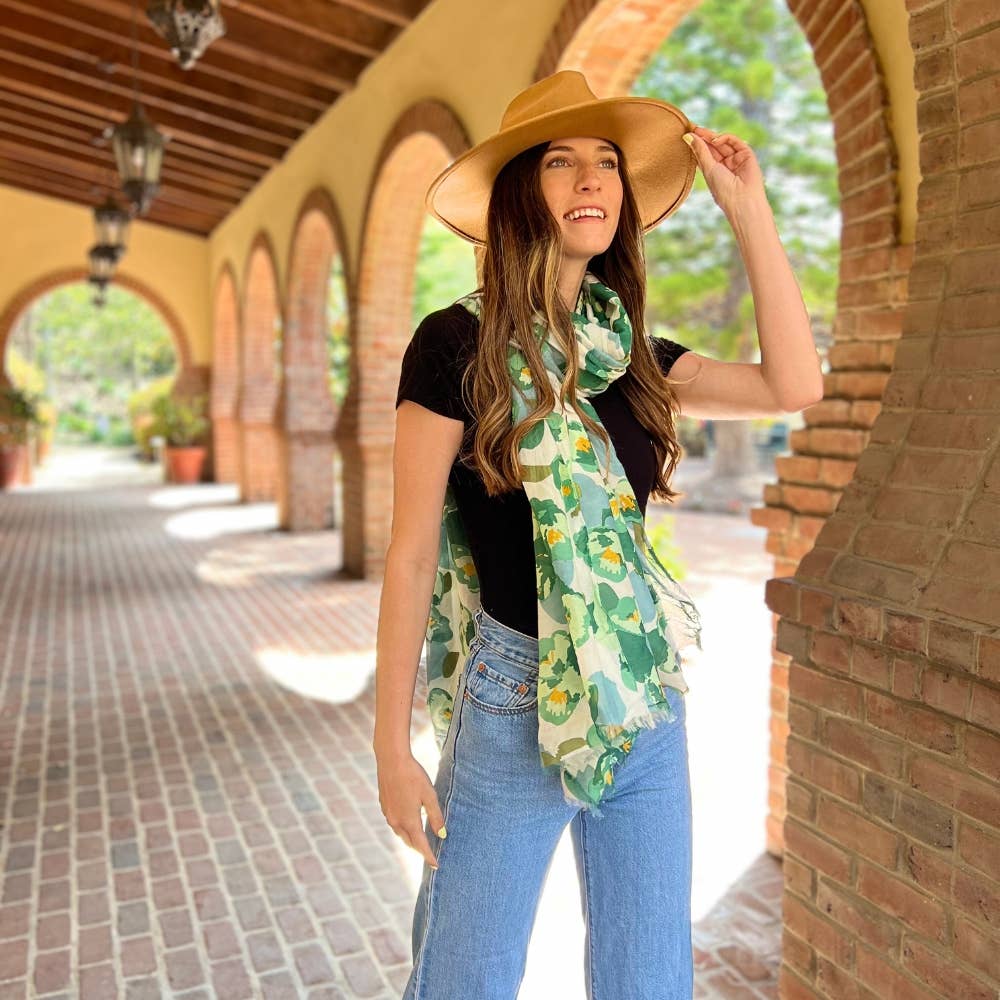 Humble Hilo – Cachecol - Mulher por atacado – Lenço Humble Hilo com arte de papoulas vetoriais11