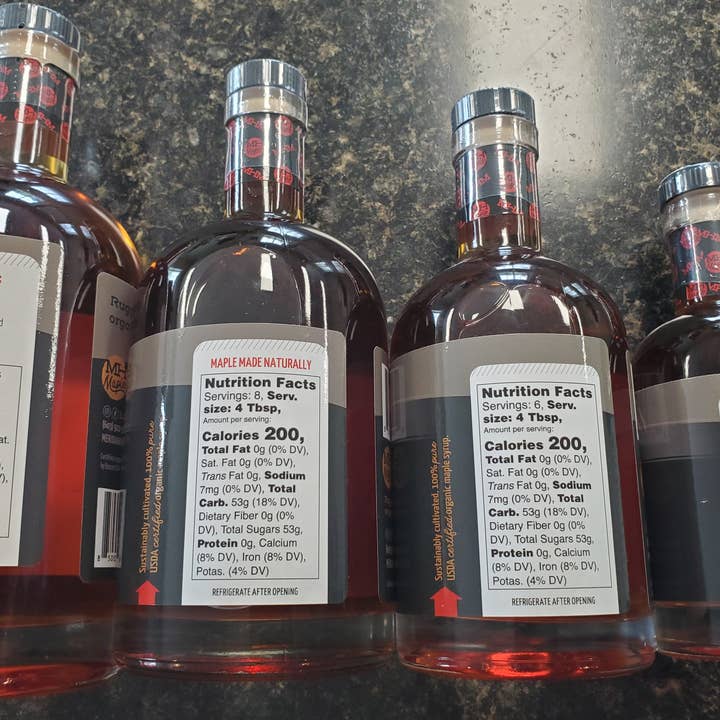 Meridan Hill Maple Farm - Venta al por mayor Sirope de arce - Jarabe de Arce Puro Orgánico NH en Botella de Vidrio Leo