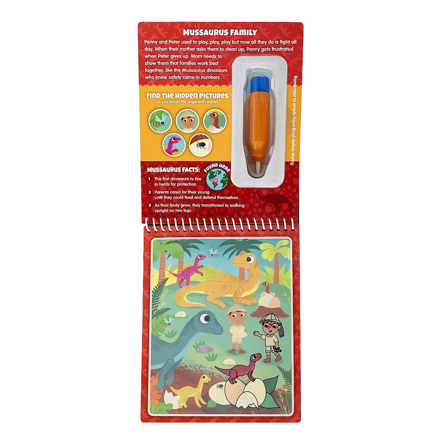 KangaToys - Wholesale Coloring & Activity Book - Kids & Baby - Dinosaur Families Aqua Brush Color with Water Book, Reusable5