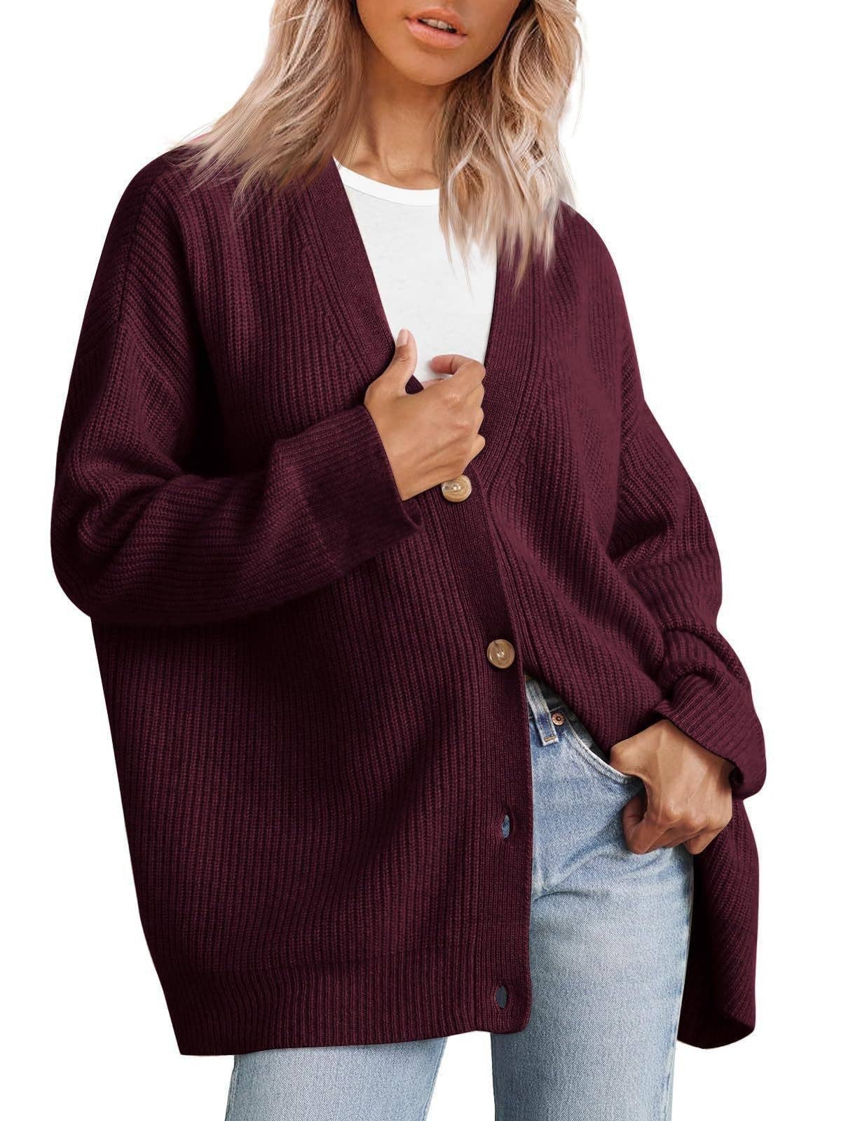 Chicto - Vente Cardigan – femme - Cardigan en tricot simple à boutons et col en V, pull de couleur unie4