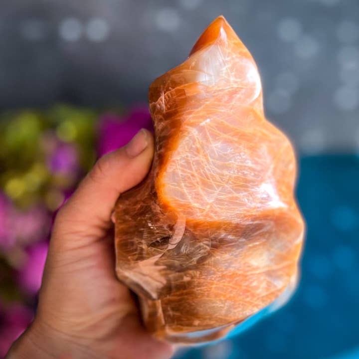 Mandala Gems - Wholesale Spiritual Stone/Crystal - Peach Moonstone Crystal Flames8