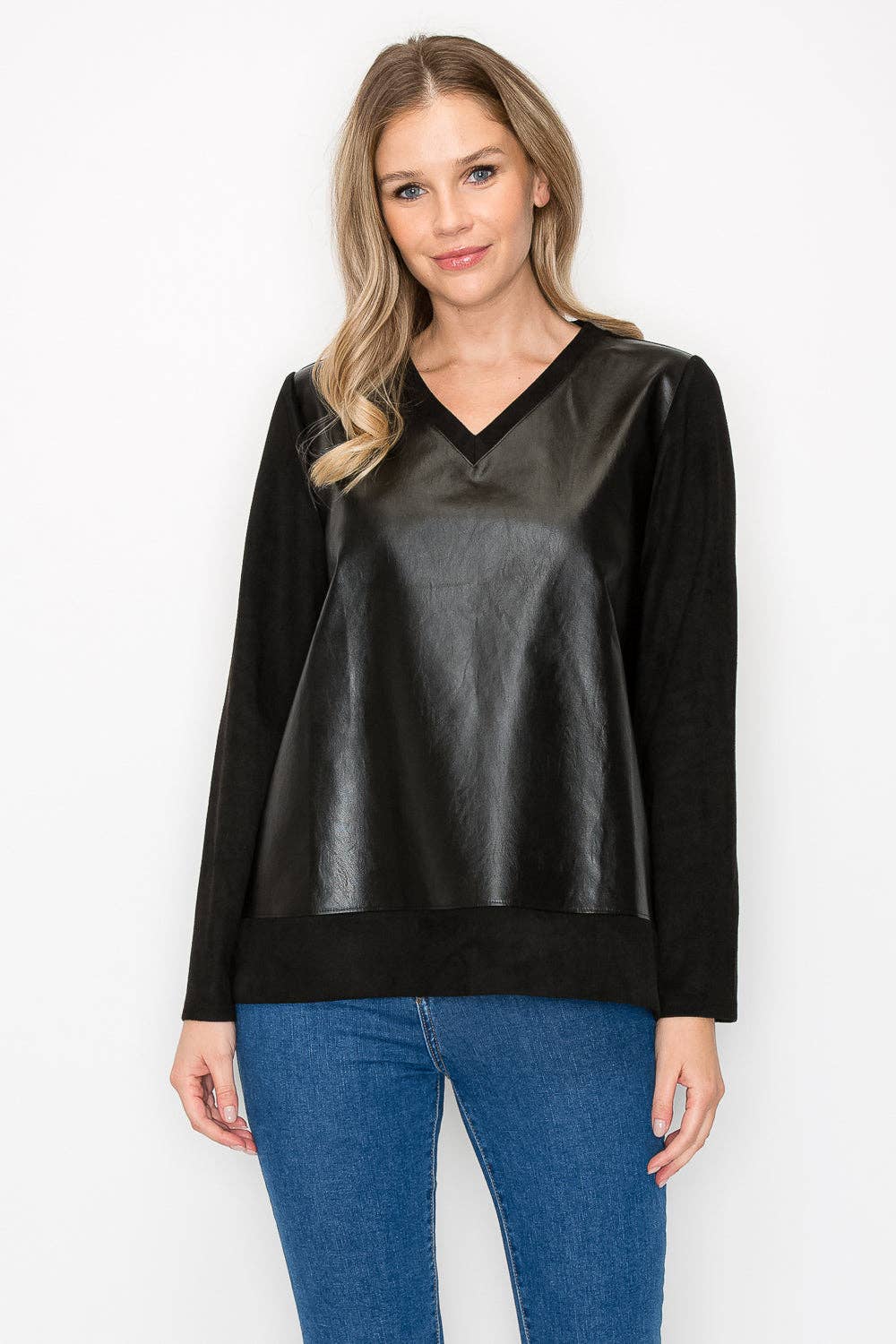 Joh Apparel – Engroshandel Bluse - Dame – Annabelle Suede Top med Læder4