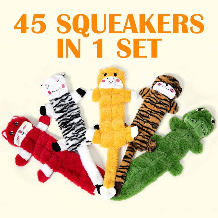 Nocciola - Vente Jouet couineur – chien - Nocciola 5 pcs Jouets pour chiens grinçants Crinkle | Ensemble de jouets en peluche sans rembourrage pour chiens de petite à grande taille1