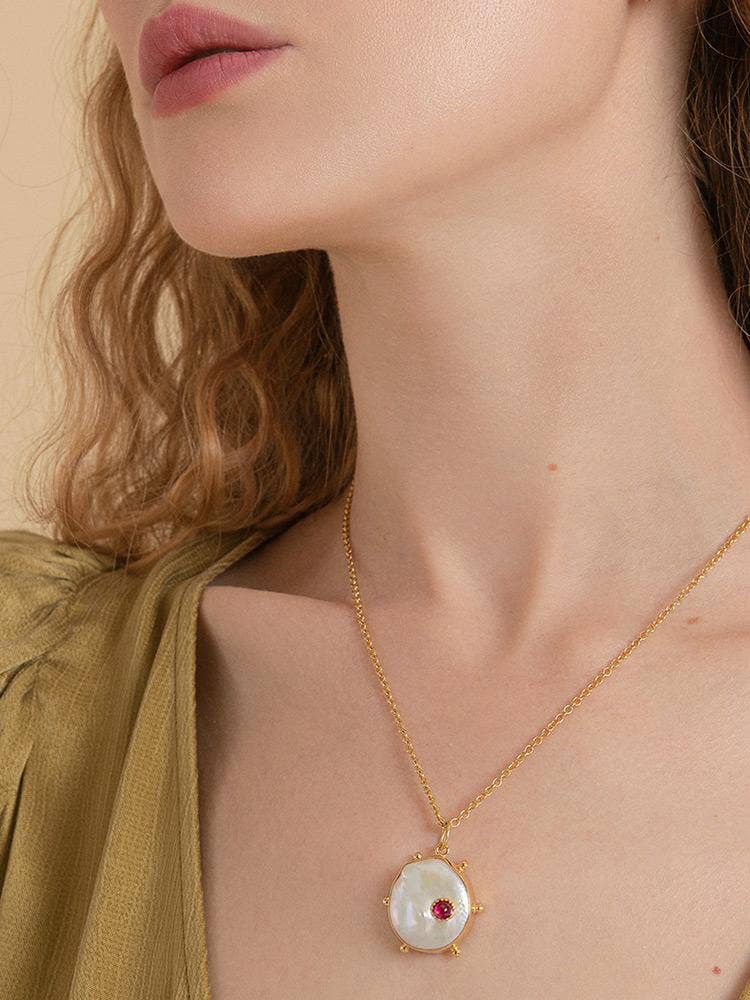 Vintouch Jewels – wholesale Hänge-/berlockhalsband – 18K förgylld silverhalsband med Keshi-pärla och rubin1