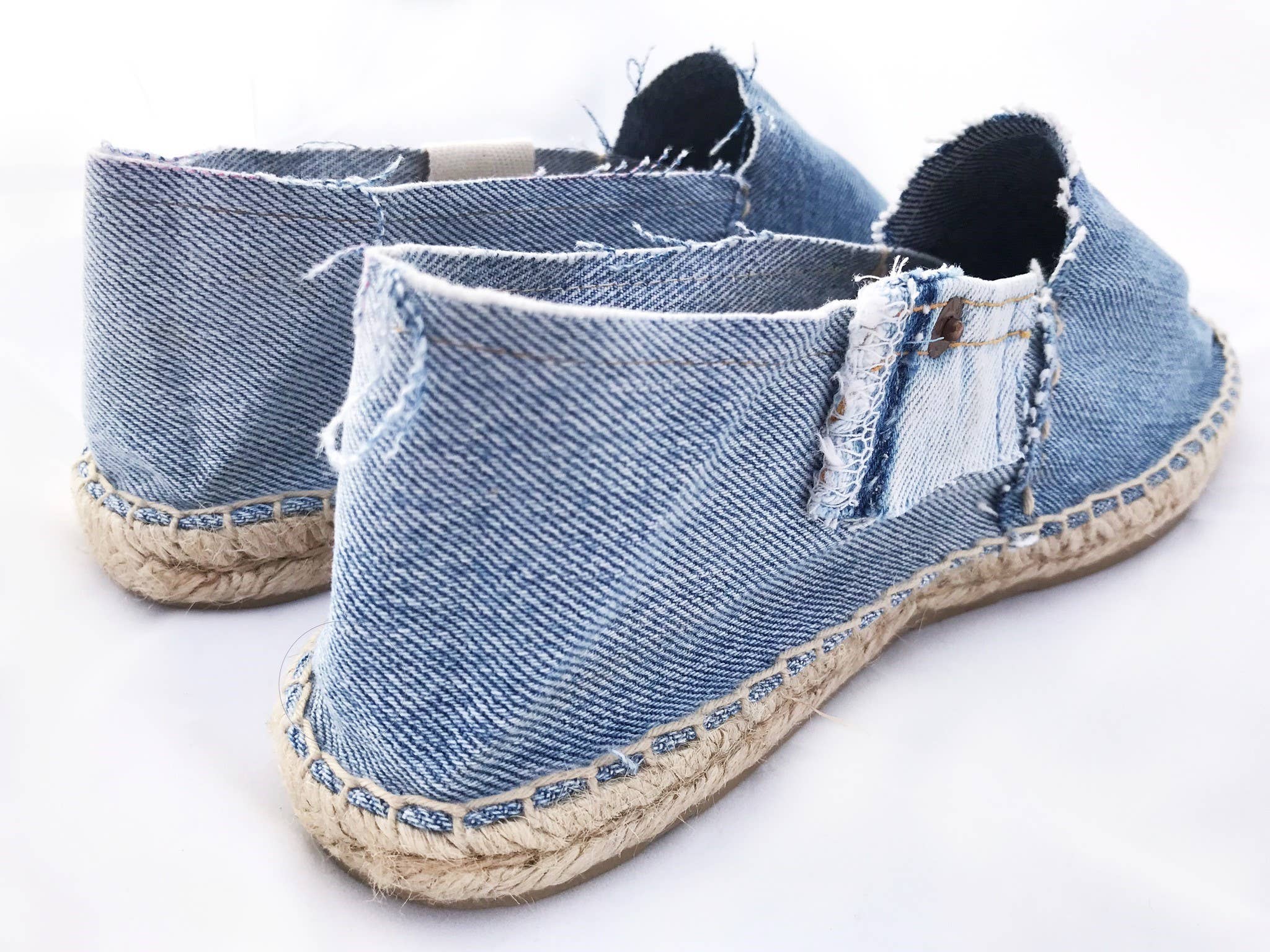 Le Fanghe - Wholesale Flats - Women's - RIVETED - handmade unisex espadrilles in vintage Levi's5