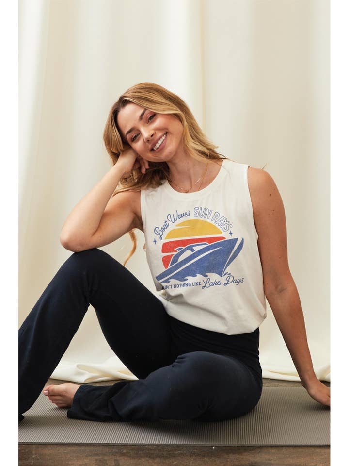 OAT COLLECTIVE - Wholesale Tank Top - Women's - BOAT WAVES AND SUN RAYS  Mineral Graphic Tank Top4