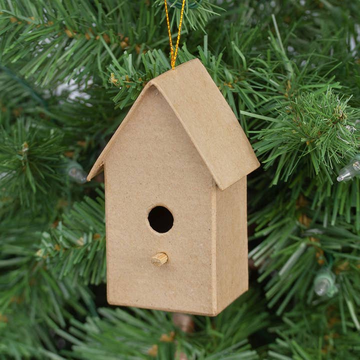 Factory Direct Craft - Wholesale Ornament - Paper Mache Birdhouse Ornament - 2-1/2" x 3-1/2"
