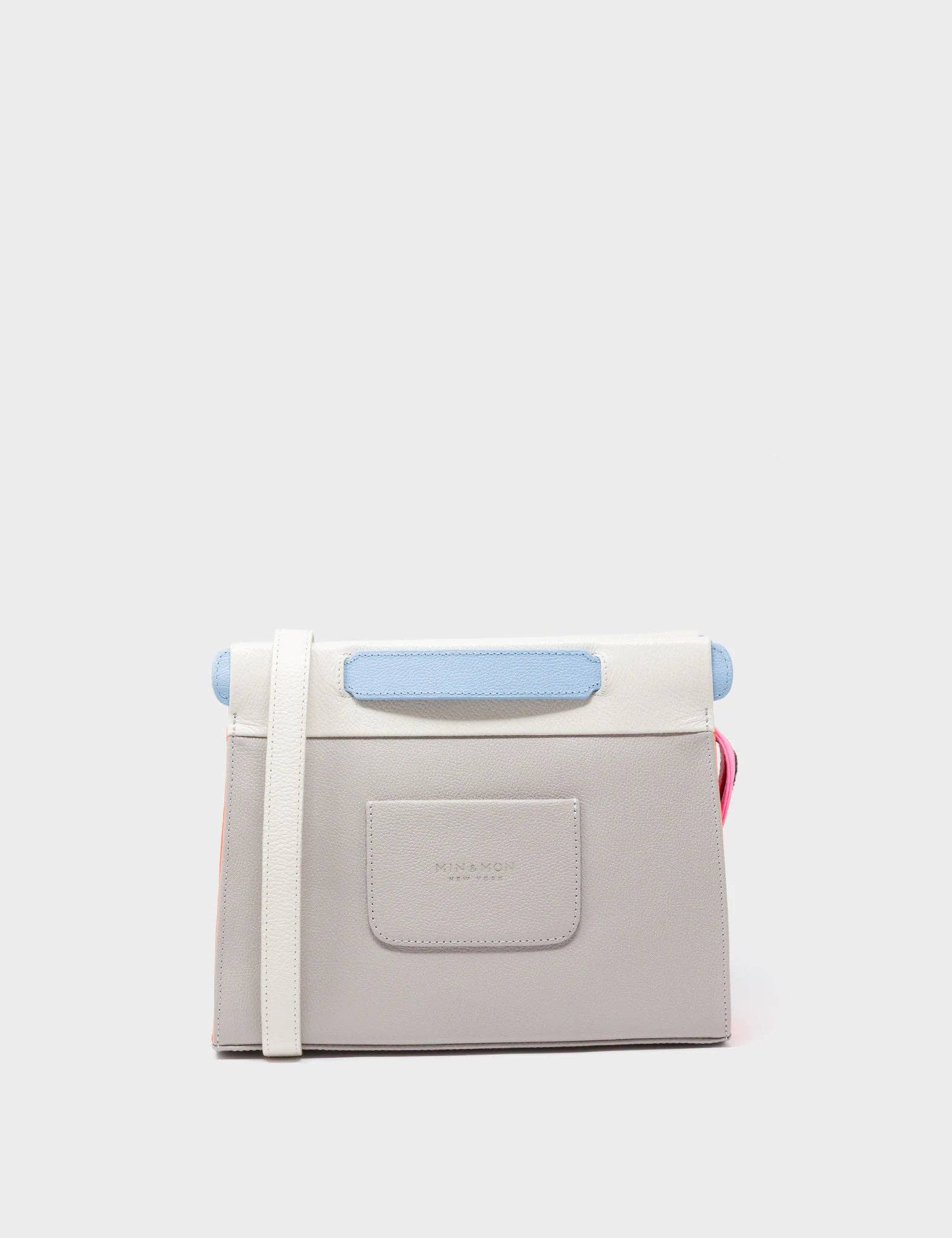 Min & Mon – wholesale Crossbody bag – Women's – Vali Crossbody Small Gray Leather Bag - All Over Eyes Embroidery3