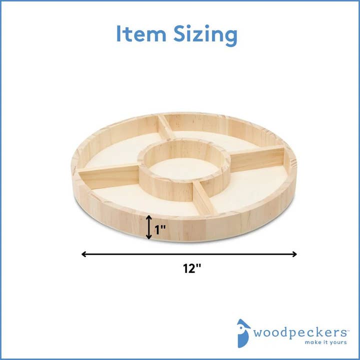 Woodpeckers Crafts - Wholesale Serving Tray - 12" Round Candy Tray, 5 Part2