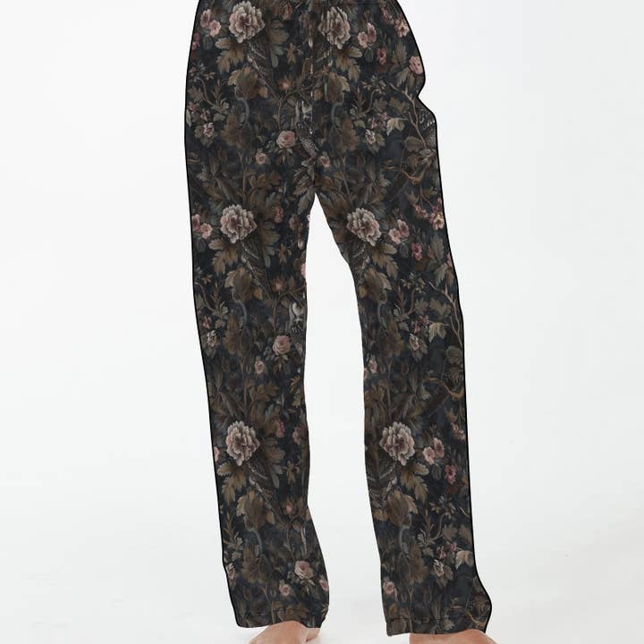 Calças de Pijama Midnight Chase Club – Design Romance Sombrio Calças de Pijama de Cetim para Mulher por atacado de Gilded Girl Accessories